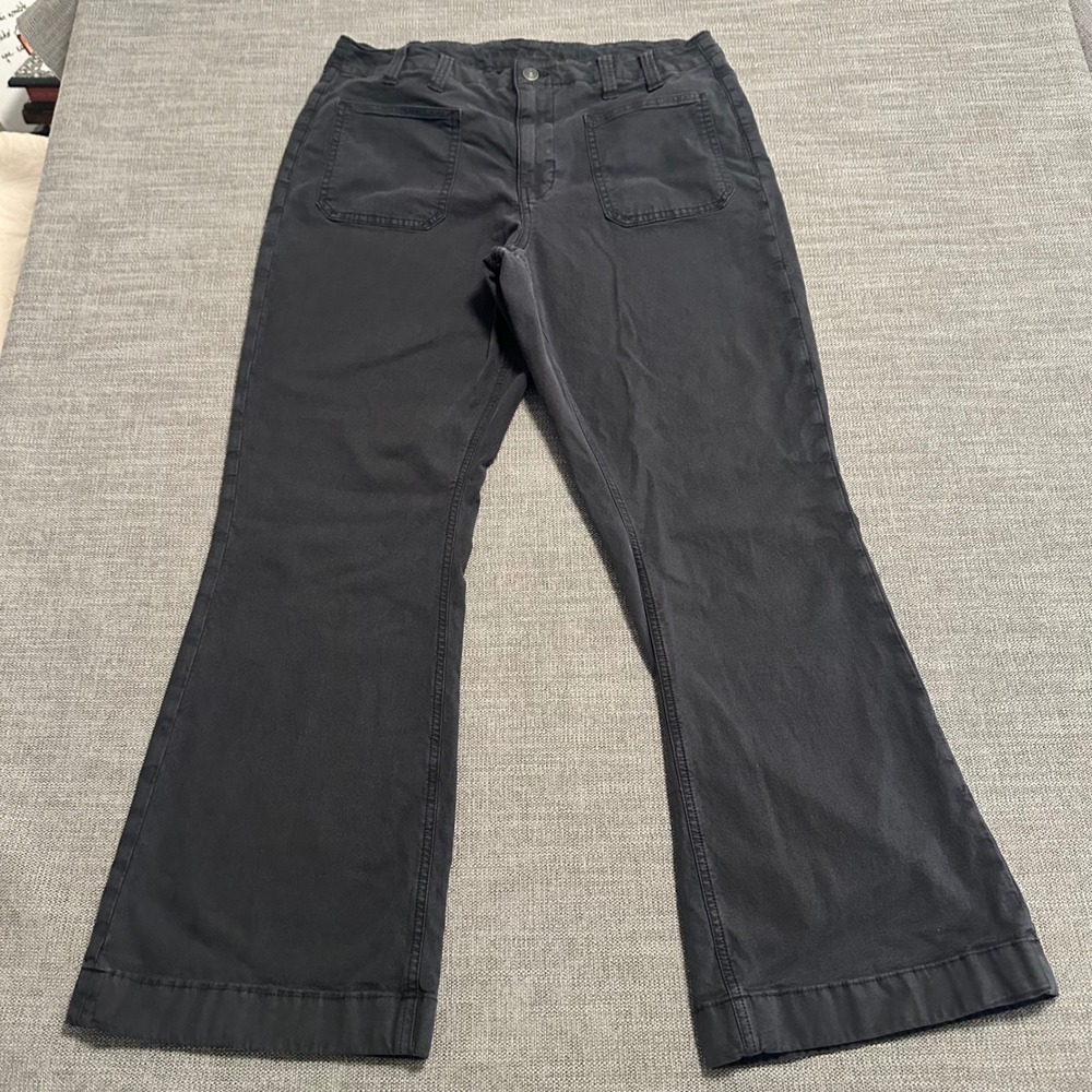 American Eagle Utility Pants Womens 14 Black Flare Patch Pocket Canvas